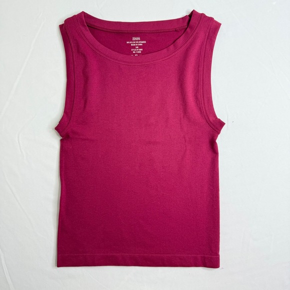 Zenana Tops - Zenana Magenta Seamless Ribbed Tank Top S/M Dark Pink Crew Neck Sleeveless